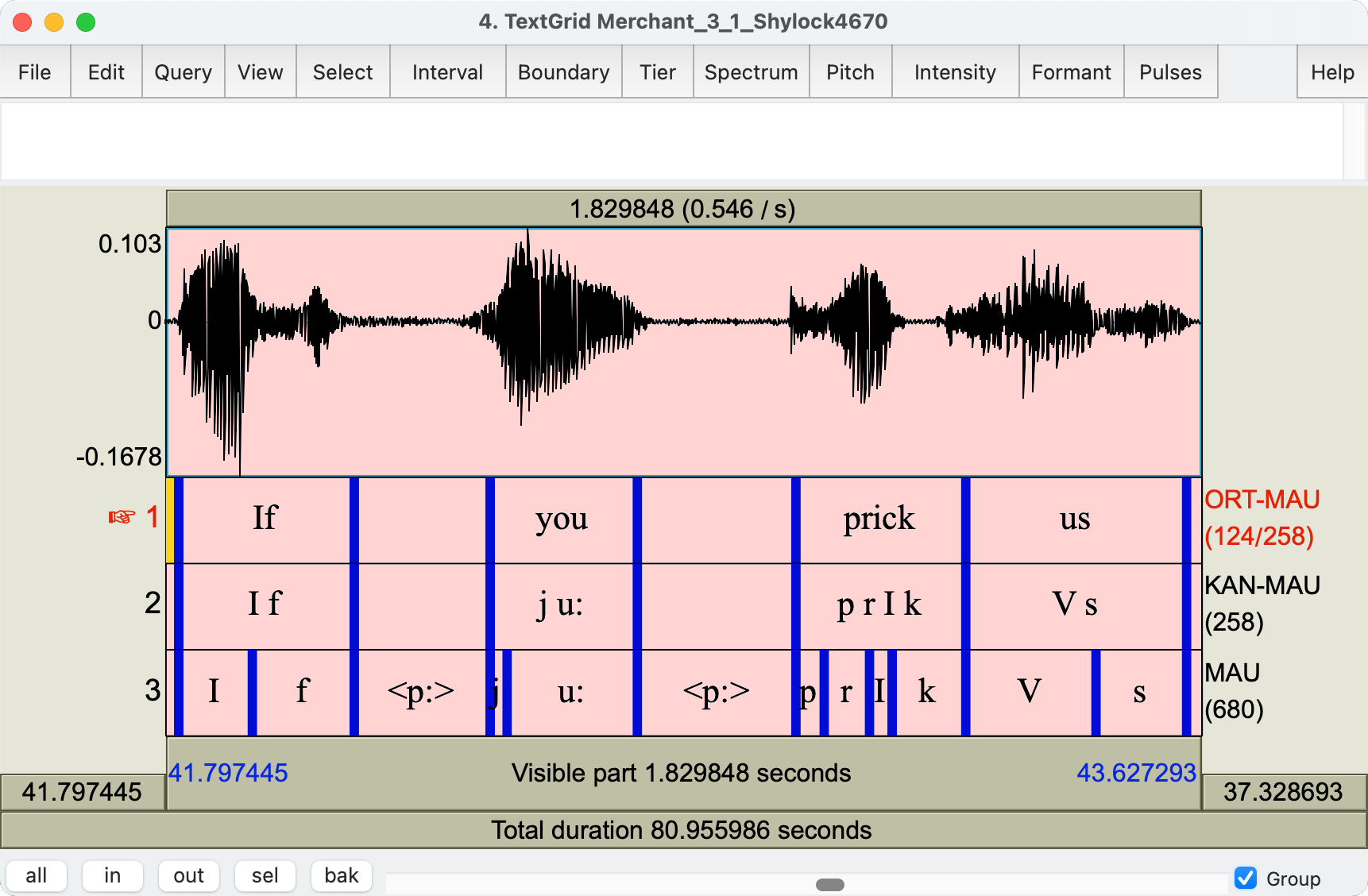 TextGrid with annotation layers